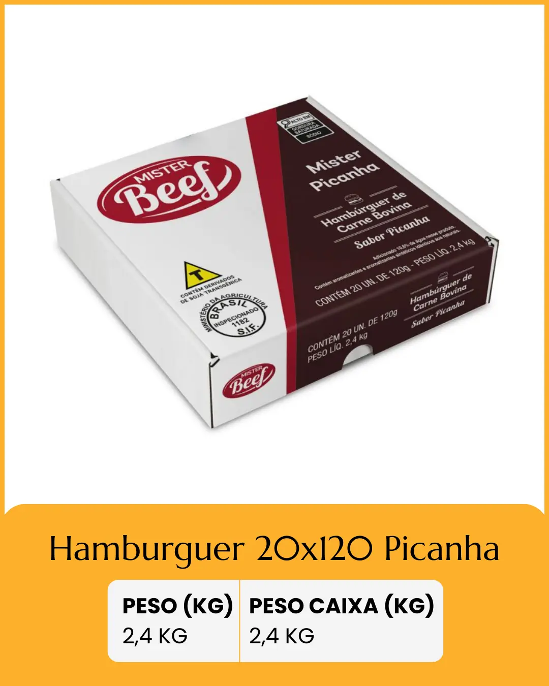 Hamburguer 20x120 Picanha